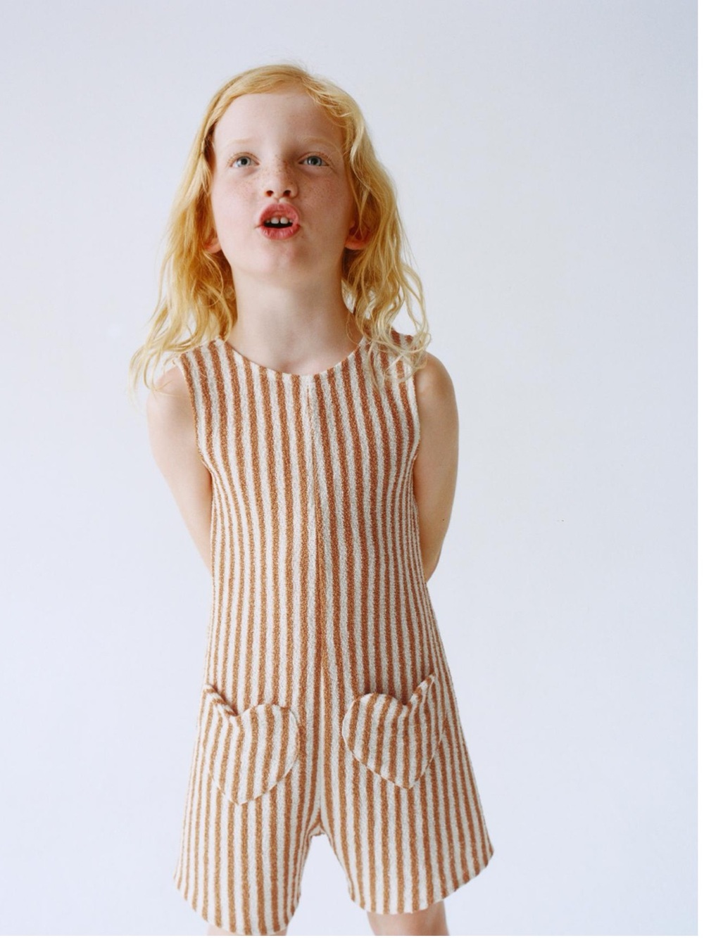 ZARA SHORT STRIPED KNIT JUMPSUIT WITH POCKETS